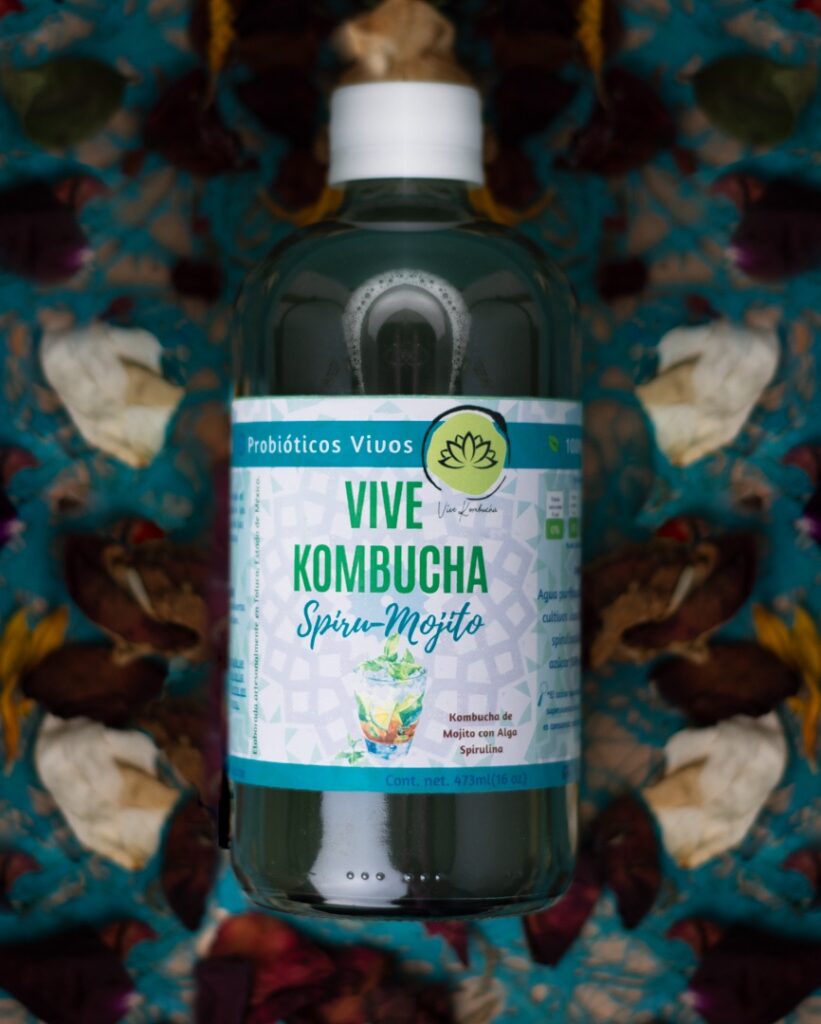 Kombucha Spiru-Mojito (limón, menta y spirulina)